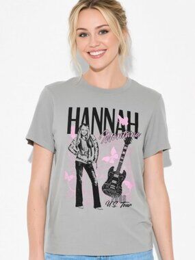 NEW Women's Hannah Montana US Tour Short Sleeve Graphic Gray Small T-Shirt